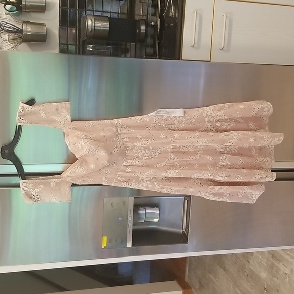 💕DRESS THE POPULATION💕 River Off the Shoulder Tiered Hem Dress ~ Blush XS NWT - Picture 7 of 15